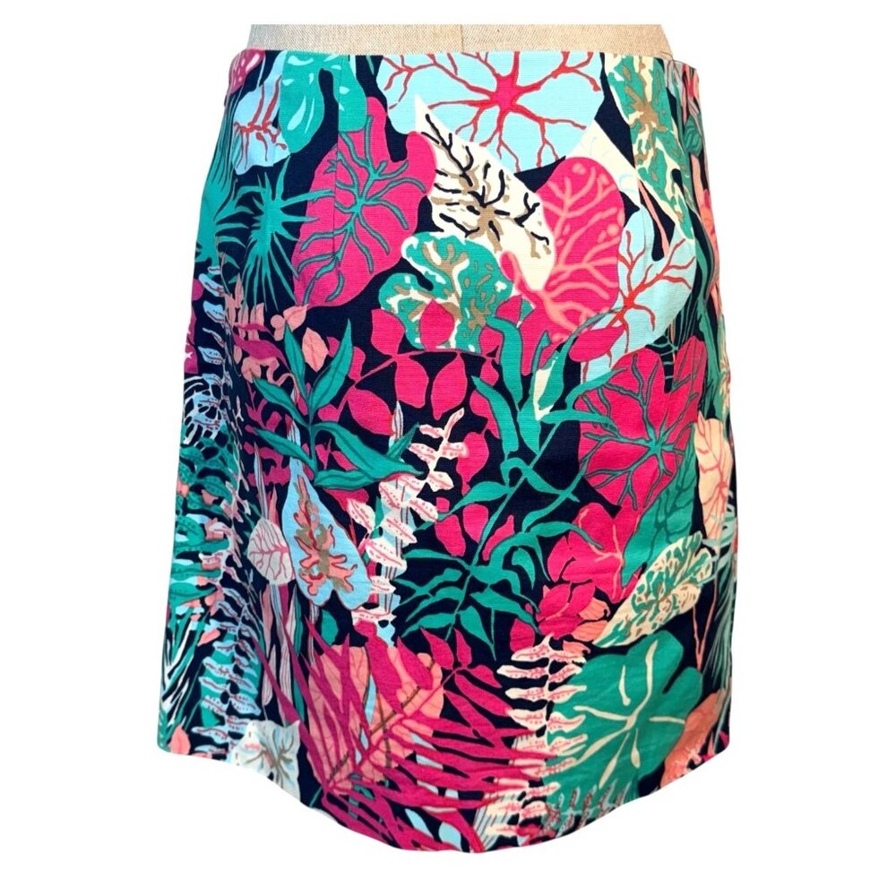 Talbots Womens Skirt Tropical Jungle Botanical Size 6P Stretch Cotton Canvas - Picture 2 of 8